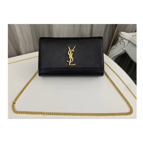 YSL KATE MEDIUM bag IN Black GRAIN DE POUDRE EMBOSSED LEATHER With Gold