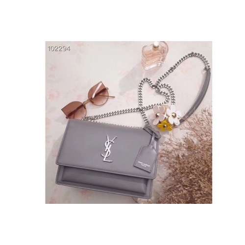 YSL Medium Sunset Monogram Bag Grey