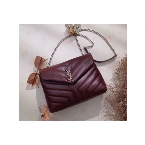 YSL Small Loulou Chain Bags Original Calfskin Leather Bordeaux