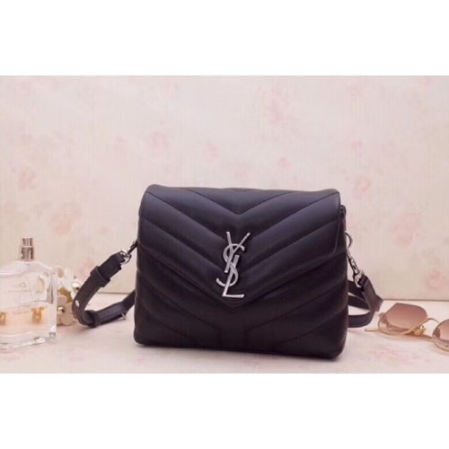 YSL Loulou Toy Bag in Black Matelasse Leather 