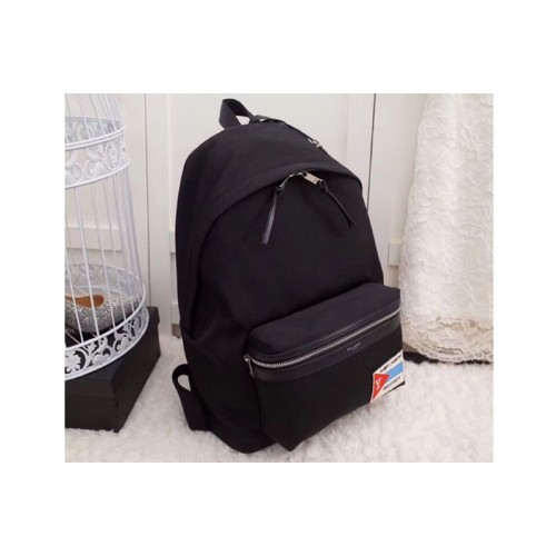 YSL City Backpack In Nylon Canvas and Leather Black