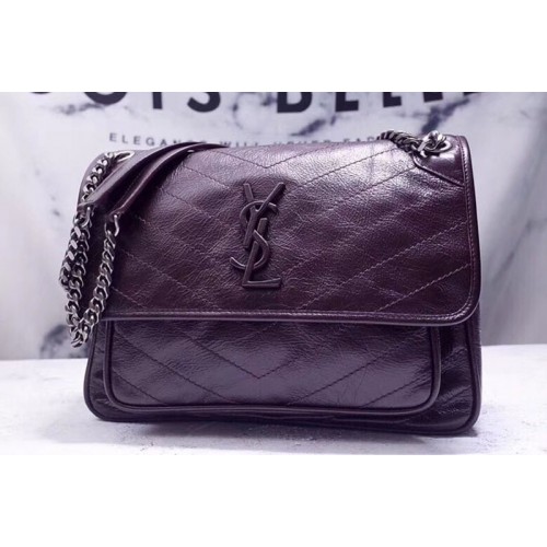 YSL Niki Medium Bag Vintage Leather Dark Coffee