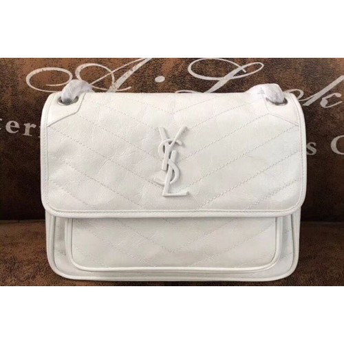 YSL Niki Medium Bag Vintage Leather White