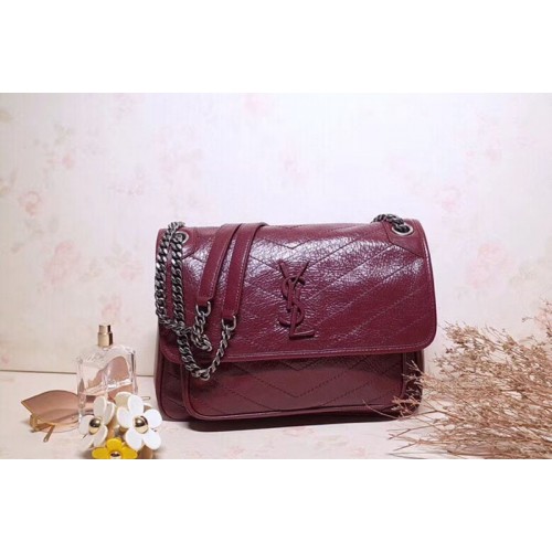 YSL Niki Medium Bag Bordeaux Vintage Leather 