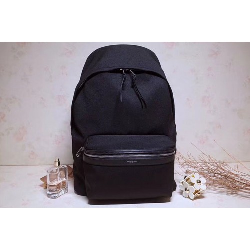 YSL City Backpack In Nylon Canvas Black
