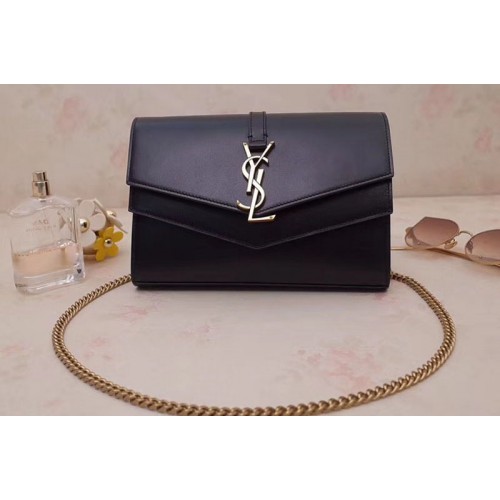 YSL Monogramme Sulpice Chain Wallet in Smooth Leather Black