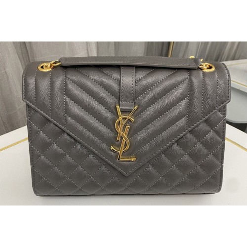 YSL ENVELOPE MEDIUM bag IN Gray QUILTED GRAIN DE POUDRE EMBOSSED LEATHER
