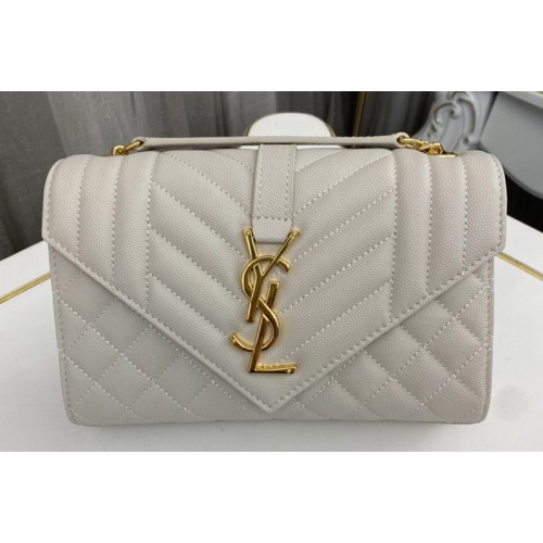 YSL ENVELOPE SMALL bag IN White QUILTED GRAIN DE POUDRE EMBOSSED LEATHER