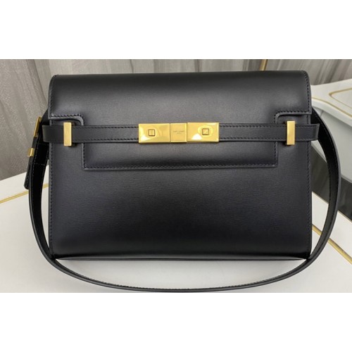 YSL MANHATTAN SMALL SHOULDER BAG IN Black Leather