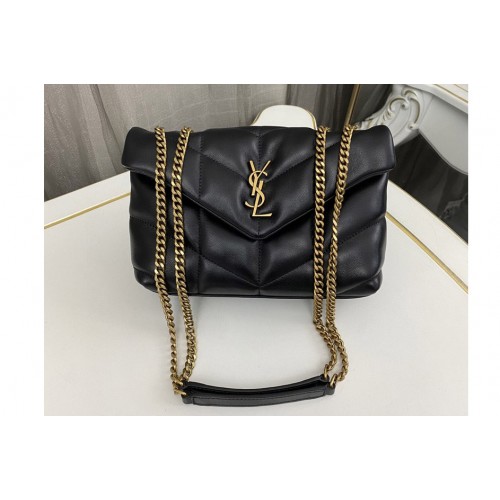 YSL TOY PUFFER Bag IN Black LEATHER With Gold Buckle