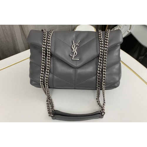 YSL TOY PUFFER bag IN Gray SHINY GRAINED LEATHER