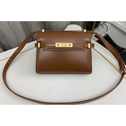 YSL MANHATTAN MINI CROSSBODY BAG IN Brown AGED VEGETABLE-TANNED LEATHER