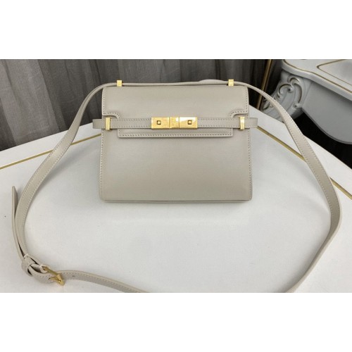 YSL MANHATTAN MINI CROSSBODY BAG IN White AGED VEGETABLE-TANNED LEATHER