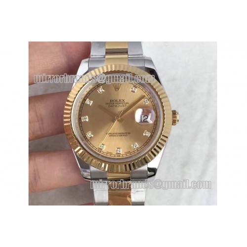 Rolex Date Just II 41mm SS/YG YG Dial Diamonds Marker on SS/YG Bracelet A3136