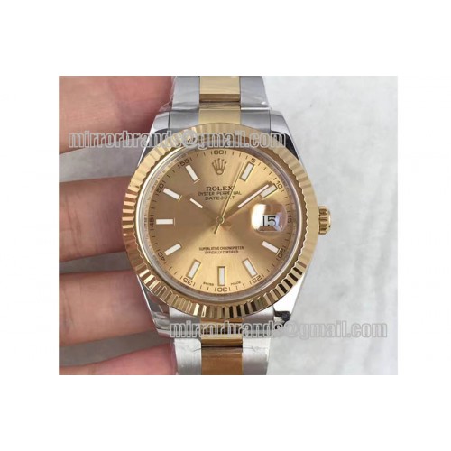 Rolex Date Just II 41mm SS/YG YG Dial Lumed Marker on SS/YG Bracelet A3136