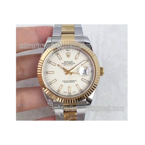 Rolex Date Just II 41mm SS/YG Gray Dial Lumed Marker on SS/YG Bracelet A3136