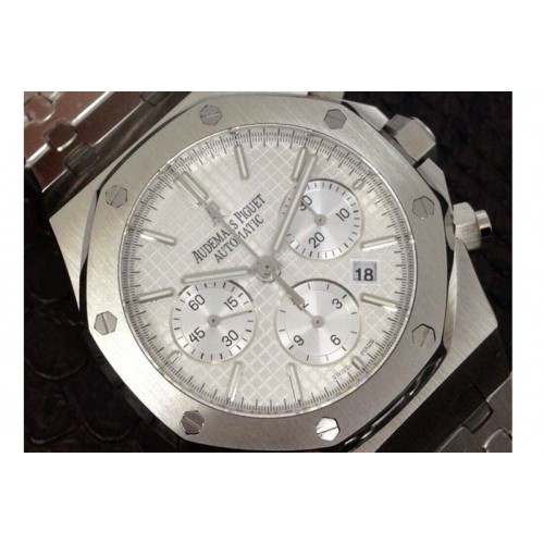 Audemars Piguet 26320 Royal Oak Chronograph SS Silver Textured Dial on SS Bracelet A7750