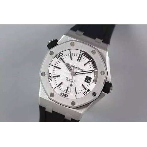 Audemars Piguet Royal Oak Offshore Diver JF 1:1 Best Edition White Dial on Black Rubber Strap A3120