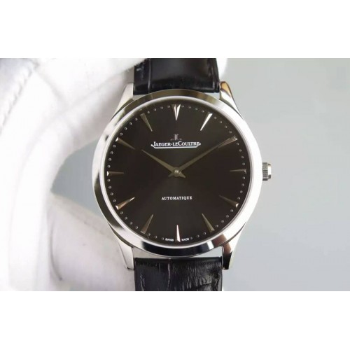 Jaeger-LeCoultre Master Ultra Thin SS Black Dial on Black Leather Strap A898