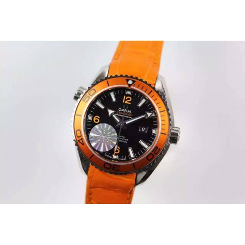 Omega Planet Ocean Professional SS V6F 37mm Ladies Orange Bezel on Orange Leather Strap A8520