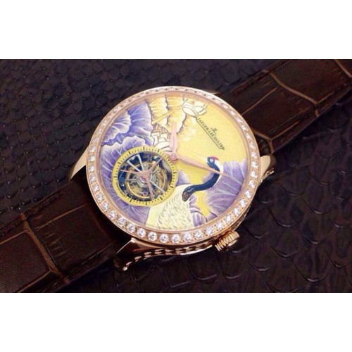 Jaeger-LeCoultre Porcelian Crane Tourbillon R/LE Diamond Bezel Grey Flying Tourbillon