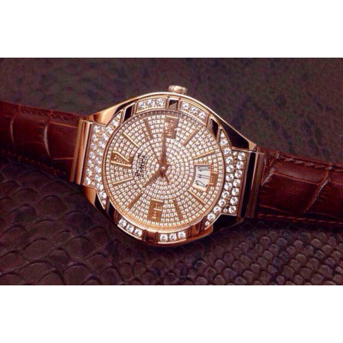 Piaget Polo RG Diamonds Dial/Bezel on Brown Leather Strap MIYOTA9015