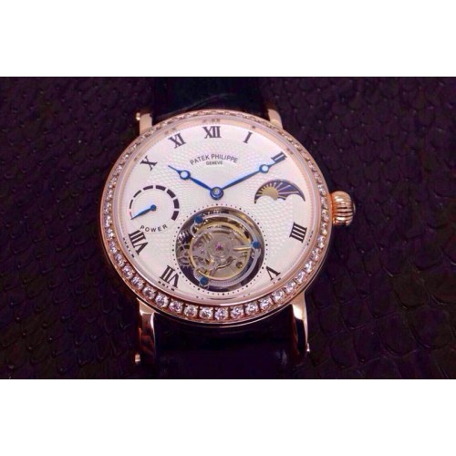 Patek Philippe Classic Tourbillon Moonphase/PR RG/LE Diamond Bezel White