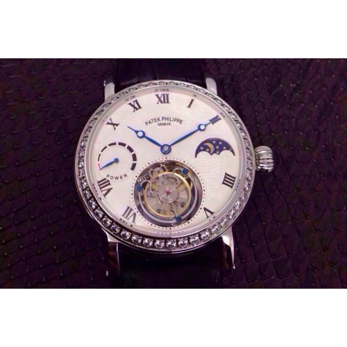 Patek Philippe Classic Tourbillon Moonphase/PR Diamond Bezel SS/LE White