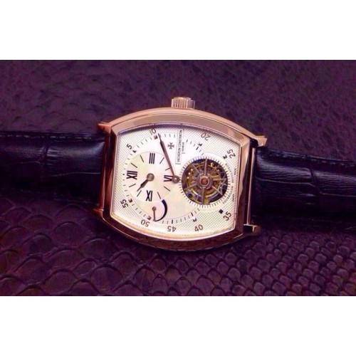 Vacheron Constantin Malte Regulator Tourbillon Rose Gold White Dial Leather Strap