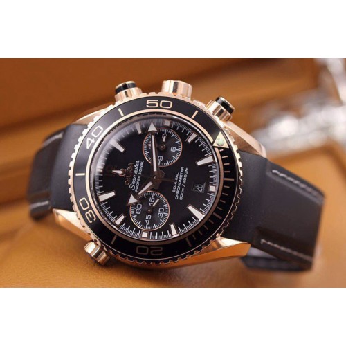 Omega Seamaster Professional Chrono RG Black Ceramic Black Dial on Black Rubber Strap A9301