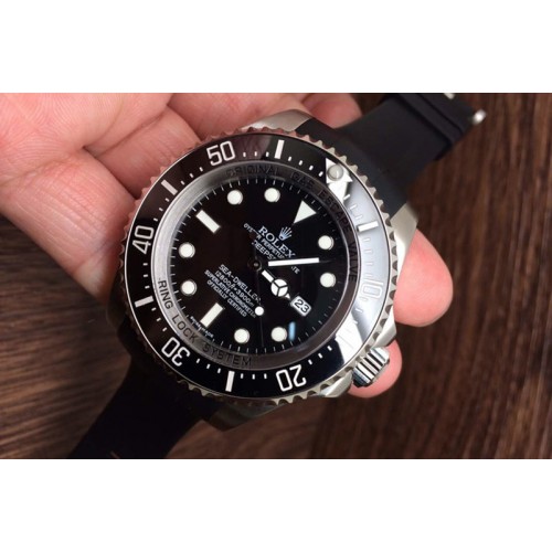 Rolex Sea-Dweller DEEPSEA 116660 Black Ceramic 1:1 Noob Best Edition on Black Rubber Strap A2836