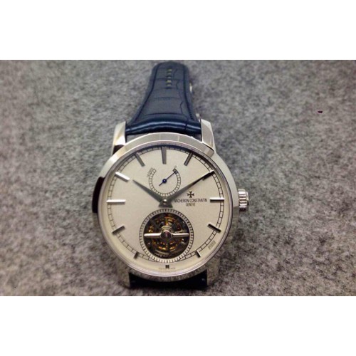 Vacheron Constantin The Patrimony Tourbillon SS Power Reserve TF Best Edition Gray Dial on Black Croco Leather Strap