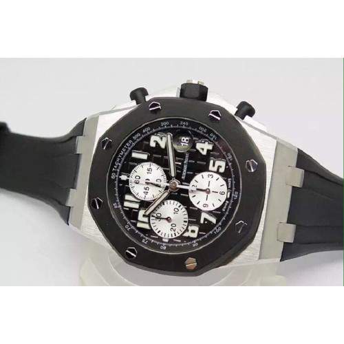 Audemars Piguet Royal Oak Offshore JF 1:1 Best Edition SS Rubberclad Black/Silver Dial on Rubber Strap A7750
