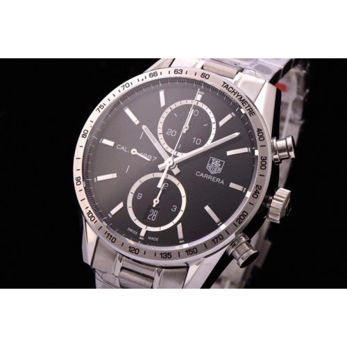 Tag Heuer Carrera CAL1887 Chronograph SS V6F 1:1 Best Edition Black Dial on SS Bracelet CAL1887