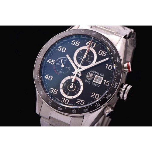 Tag Heuer Carrera Calibre 1887 SS V6F 1:1 Best Edition Ceramic Bezel Black Dial on SS Bracelet CAL1887