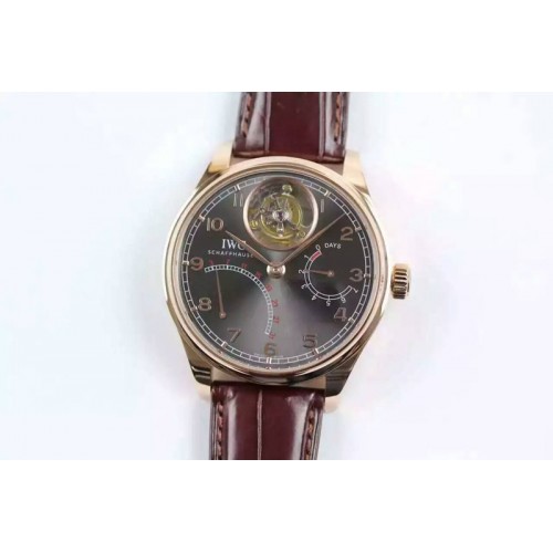 IWC Portuguese Tourbillon Mystere RG TF Best Edition Gray Dial on Brown Croco Leather Strap IWC Portuguese Tourbillon Mystere RG TF Best Edition Gray Dial on Brown Croco Leather Strap