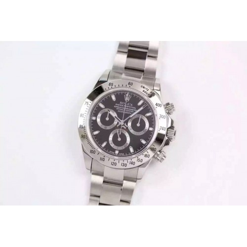 Rolex Daytona 116520 JF @9sec Black Dial on SS Bracelet A7750