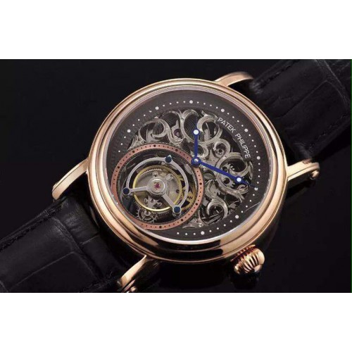 Patek Philippe Skeleton Tourbillon RG/LE Black Dial