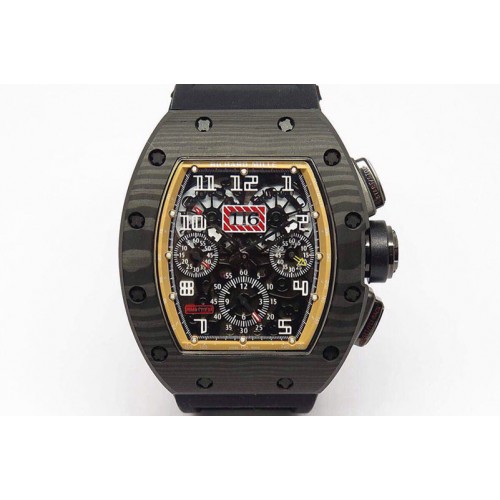 Richard Mille RM011-FM (Felipe Massa) Forged Carbon Flyback Chrono Skeleton Dial Asian 7750