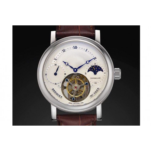 Breguet Grand Complication Tourbillon Moonphase GMT SS White Dial
