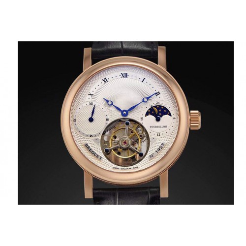 24K Gold Wrapped Breguet Grand Complication Moon Phase Tourbillon RG White Dial