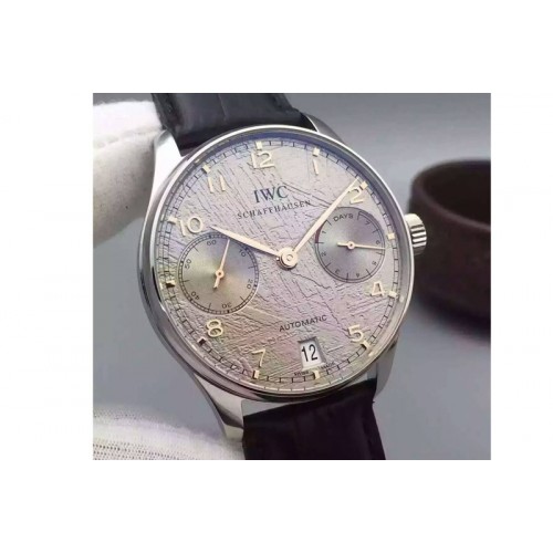 IWC Portuguese Real PR SS IW5001 YLF Best Edition Gray Textured Dial on Black Leather Strap A52010