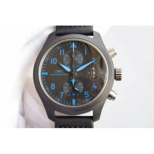 IWC Pilot Chrono IWC388003 Real Ceramic ZF 1:1 Best Edition on Black Nylon Strap A7750
