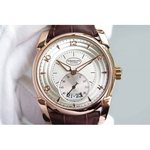 Parmigiani Fleurier Tonda 39 QF RG White Textured Dial on Black Leather Strap A331