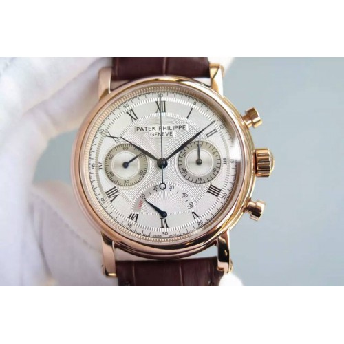 Patek Philippe Calatrava Hand-winding Power Reserve Chronograph RG White Dial