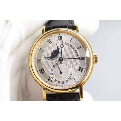 Breguet Classique YG Moonphase White Textured Dial on Black Leather Strap Cal.5165R Movement Breguet Classique YG Moonphase White Textured Dial on Black Leather Strap Cal.5165R Movement