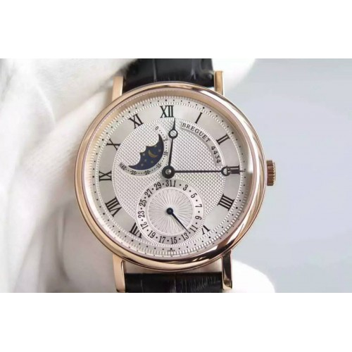 Breguet Classique RG Moonphase White Textured Dial on Brown Leather Strap Cal.5165R Movement Breguet Classique RG Moonphase White Textured Dial on Brown Leather Strap Cal.5165R Movement