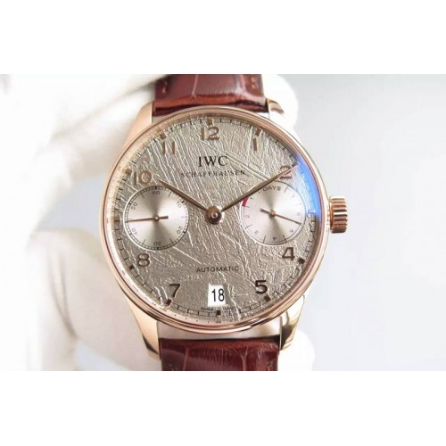 IWC Portuguese Real PR RG IW5001 YLF Best Edition Gray Textured Dial on Brown Leather Strap A52010