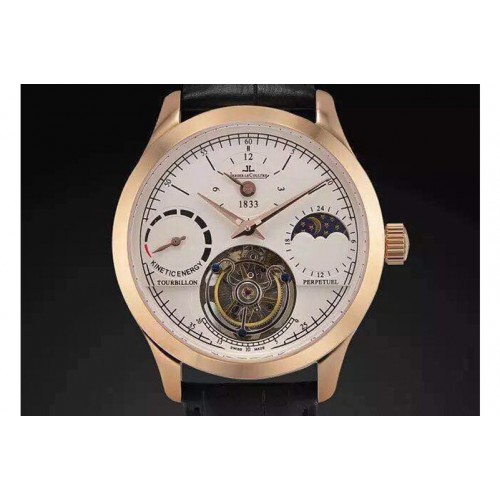 24K Gold Wrapped Jaeger-LeCoultre Tourbillon Moonphase/PR RG/LE White Dails