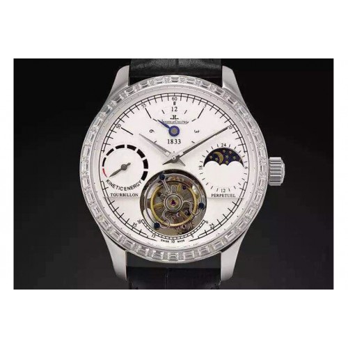 Jaeger-LeCoultre Tourbillon Moonphase/PR Diamond Bezel RG/LE White Dails